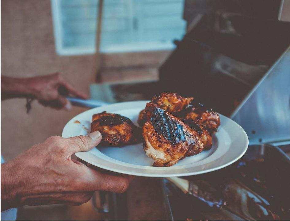 Wedding reception outdoors with grill station